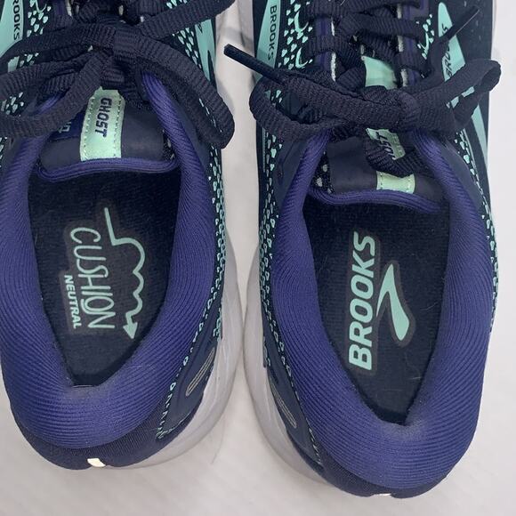 BROOKS Ghost 14 Women’s Running Shoes. Peacoat Yucca Navy. Size 9 NARROW (2A). - Picture 6 of 16